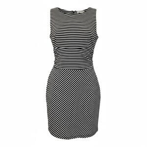Gap Black White Striped Sheath Dress Stretch Comfort Sleeveless Size M Work